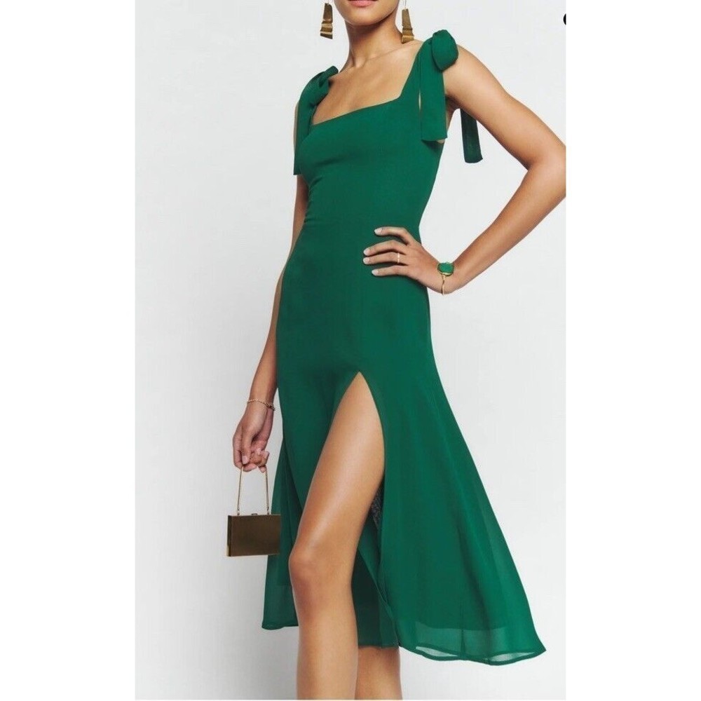 Reformation Twilight Emerald Green Side Slit Midi Tank Dress Size 2 - FREE SHIP